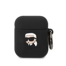 Karl Lagerfeld Apple Airpods 1/2 KARL LAGERFELD KLA2RUNIKK Liquid Silicon Tartó - Fekete fülhallgató, fejhallgató tok