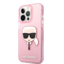 Karl Lagerfeld Apple iPhone 13 Pro Max KARL LAGERFELD KLHCP13XKHTUGLP Glitter Hátlap - Rózsaszín tok és táska