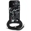  Karl Lagerfeld Crossbody Grained Pattern & Logo iPhone 16 műbőr hátlap tok vállpánttal, MagSafe,