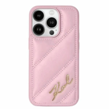 Karl Lagerfeld Diagonal Quilted Script tok iPhone 15 Pro - rózsaszín tok és táska