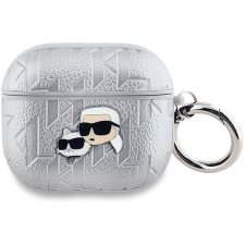 Karl Lagerfeld Embossed Karl and Choupette Heads AirPods 3 ezüst PU tok fülhallgató, fejhallgató tok