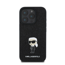 Karl Lagerfeld Fixed Glitter Metal Ikonik Apple iPhone 16 Pro hátlap tok, fekete tok és táska