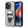 Karl Lagerfeld Glitter Flakes Ikonik Apple iPhone 14 Pro Max hátlap tok, ezüst