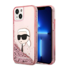 Karl Lagerfeld Glitter Karl Head Apple iPhone 14 hátlap tok, rózsaszín tok és táska