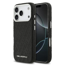 Karl Lagerfeld Grained PU Repeated Logo MagSafe tok iPhone 17 Pro készülékhez fekete tok és táska