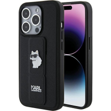 Karl Lagerfeld Gripstand Saffiano Choupette Pins tok iPhone 15 Pro Max - fekete tok és táska