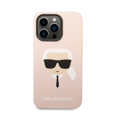 Karl Lagerfeld Head Liquid szilikon hátlap tok Apple iPhone 14 Pro Max, rószaszín tok és táska