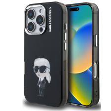 Karl Lagerfeld IML Aquarelle Karl iPhone 16 Pro hátlap tok, fekete tok és táska