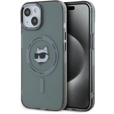 Karl Lagerfeld IML Choupette Head Metal Frame MagSafe iPhone 15 Black tok (KLHMP15SHLSCHK) tok és táska