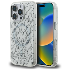 Karl Lagerfeld IML Karl Script Pattern iPhone 16 Pro hátlap tok kameravédelemmel, fehér tok és táska
