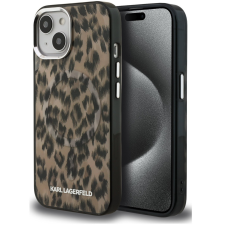 Karl Lagerfeld IML Leopard iPhone 15 MagSafe kompatibilis leopárd mintás hátlap tok, barna tok és táska
