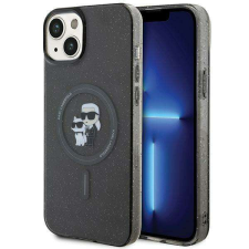 Karl Lagerfeld Karl&Choupette Glitter MagSafe tok iPhone 15 készülékhez - fekete tok és táska