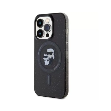 Karl Lagerfeld Karl&Choupette Glitter MagSafe Apple iPhone 15 Pro Tok - Fekete mobiltelefon kellék