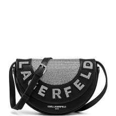 Karl Lagerfeld Karl Lagerfeld fekete bőr crossbody táska kristályokkal