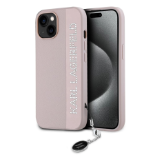 Karl Lagerfeld Karl Lagerfeld PU Saffiano Rhinestone Charm tok iPhone 15 készülékhez rózsaszín tok és táska