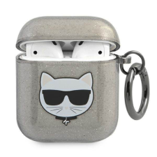 Karl Lagerfeld KLA2UCHGK AirPods fekete Glitter Choupette tok fülhallgató, fejhallgató tok