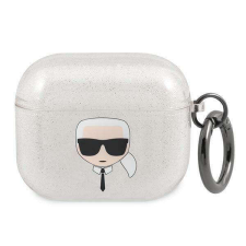 Karl Lagerfeld KLA3UKHGS AirPods 3 ezüst csillogós tok Karl Lagerfeld fej fülhallgató, fejhallgató tok