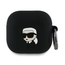 Karl Lagerfeld KLA4RUNIKK Silicone Karl Head 3D tok AirPods 4 - fekete fülhallgató, fejhallgató tok