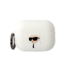 Karl Lagerfeld KLAP2RUNIKH AirPods Pro 2 fehér szilikon tok 3D Karl fej fülhallgató, fejhallgató tok