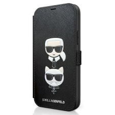 Karl Lagerfeld KLFLBKP12SSAKICKCBK iPhone 12 mini 5,4&quot; fekete könyv Saffiano Karl &amp; Choupette telefontok tok és táska