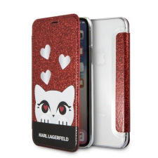 Karl Lagerfeld KLFLBKPXVDCRE iPhone X/XS piros Valentin könyvtok tok és táska