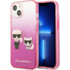 Karl Lagerfeld KLHCP13STGKCP iPhone 13 Mini 5,4" Keménytok Rózsaszín Színátmenetes Ikonikus Karl & Choupette Tok (KLHCP13STGKCP)