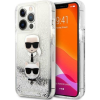 Karl Lagerfeld KLHCP13XKICGLS iPhone 13 Pro Max 6,7" Ezüst Folyékony Csillogó Kristályos Keménytok Karl&Choupette Fej (KLD767SLV)