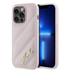Karl Lagerfeld KLHCP14LPQDSMGP Diagonal Quilted Script tok iPhone 14 Pro - rózsaszín tok és táska