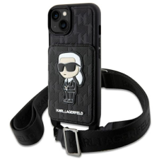 Karl Lagerfeld KLHCP14SCSAKHPKK iPhone 14 6.1&quot; keménytok táska fekete Crossbody Saffiano monogram ikonikus tok és táska