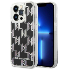 Karl Lagerfeld KLHCP14XLMNMK iPhone 14 Pro Max 6,7&quot; keménytok fekete folyékony csillogó kristályos Monogram tok tok és táska