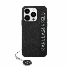 Karl Lagerfeld KLHCP15LPSAKDGCK Saffiano Rhinestones & Charm tok iPhone 15 Pro - fekete tok és táska