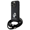 Karl Lagerfeld KLHCP15LSAKCPSK iPhone 15 Pro 6.1" keménytok fekete Crossbody Saffiano Metal Pin Karl &amp; Choupette