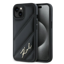 Karl Lagerfeld KLHCP15SPQDSMGK Diagonal Quilted Script tok iPhone 15/14/13 - fekete tok és táska