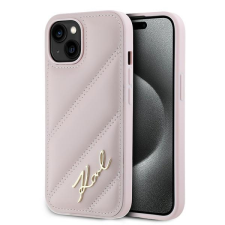 Karl Lagerfeld KLHCP15SPQDSMGP Diagonal Quilted Script tok iPhone 15/14/13 - rózsaszín tok és táska