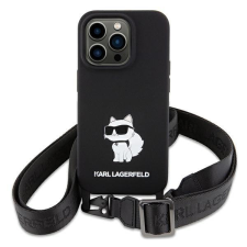 Karl Lagerfeld KLHCP15SSCBSCNK iPhone 15 6.1" keménytok fekete Crossbody szilikon Choupette tok és táska