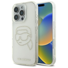 Karl Lagerfeld KLHCP16XHKHDCELT IML Rhinestones Karl Head tok iPhone 16 Pro Max - átlátszó tok és táska