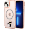 Karl Lagerfeld KLHMP14MHNKCIP iPhone 14 Plus / 15 Plus 6,7" Keménytok Rózsaszín Ikonikus Karl&Choupette Magsafe (KLD1339)