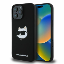 Karl Lagerfeld KLHMP16LSCHPPLK Silicone Choupette Head Print MagSafe keménytok iPhone 16 Pro - fekete tok és táska