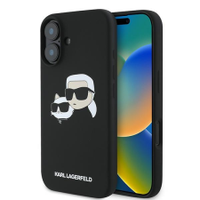 Karl Lagerfeld KLHMP16MSKCHPPLK Silicone Double Heads Print MagSafe keménytok iPhone 16 Plus - fekete tok és táska