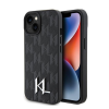Karl Lagerfeld Leather Monogram Hot Stamp Metal Apple iPhone 15 hátlap tok, fekete