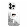 Karl Lagerfeld Liquid Glitter Karl Head iPhone 16 Pro Magsafe hátlap tok, átlátszó KLHMP16LLGKISGH