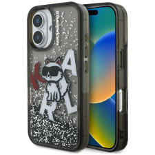 Karl Lagerfeld Liquid Glitter Scattered Choupette tok iPhone 16 fekete-átlátszó (KLHCP16SLCHSCTDK) tok és táska