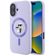 Karl Lagerfeld Liquid Silicone Karl and Choupette MagSafe iPhone 16 Pro Purple tok tok és táska