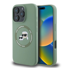 Karl Lagerfeld Liquid Silicone MagSafe tok iPhone 16 Pro Karl and Choupette zöld tok és táska