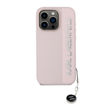 Karl Lagerfeld PU Saffiano Rhinestone Charm Apple iPhone 15 Pro hátlap tok, rózsaszín tok és táska