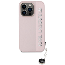 Karl Lagerfeld PU Saffiano Rhinestone Charm iPhone 15 Pro Max rózsaszín tok (KLHCP15XPSAKDGCP) tok és táska