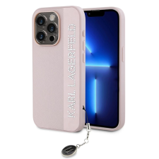 Karl Lagerfeld PU Saffiano Rhinestone Charm tok iPhone 15 Pro Max készülékhez rózsaszín tok és táska
