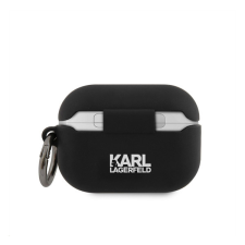 Karl Lagerfeld Rue St Guillaume Silicone Apple AirPods Pro tok, fekete fülhallgató, fejhallgató tok