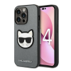 Karl Lagerfeld Saffiano Choupette Head Patch Apple iPhone 14 Pro Max hátlap tok, ezüst