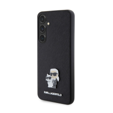Karl Lagerfeld Saffiano Karl &amp; Choupette Metal Pin Samsung Galaxy S24+ tok, fekete tok és táska
